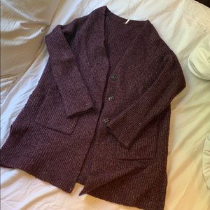 long purple jacket/sweater